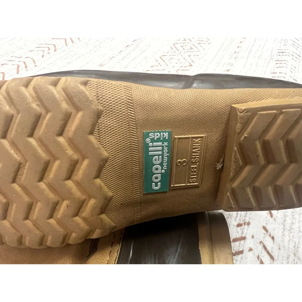 Capelli New York Kids Brown‎ Duck Boots Size 3 Big Kids Lace Up Rain Shoes